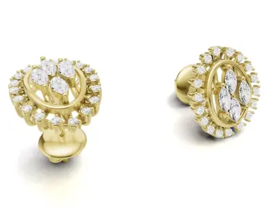 Marquise Diamond Cluster Studs For Women 3D print model