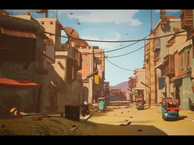 Stylized Indian City Low-poly 3D model