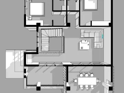 Modern House with Sloping Roof - 280 SQM -  Full Package 3D model