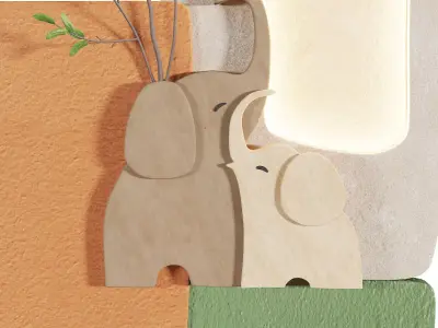 Modern Elephant Wall Art Frame Low-poly 3D model