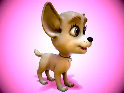 Cartoon Chihuahua Low-poly 3D model