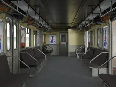 Subway Metro Train with Interiors TEXTURED Low-poly 3D model