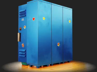 Stylized locker Free low-poly 3D model