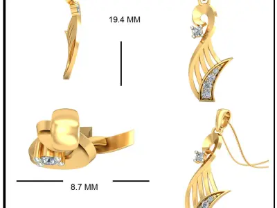 Solitaire Pendant 3dm stl FBX OBJ Render Detail 3D print model purchase