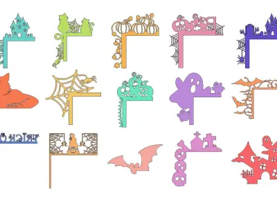 HALLOWEEN DOOR OR WINDOW CORNER SET OF 15 MODELS VOL 7  3D print model