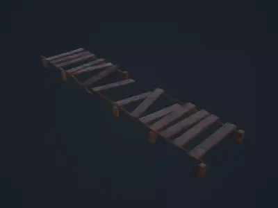 Broken Wooden Bridge Low-poly 3D model