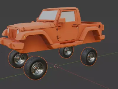 Jeep and Tyres are seperated 3D model