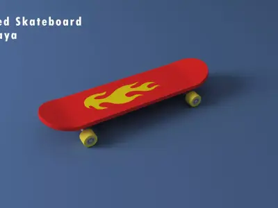 Skateboard with flames 3D model