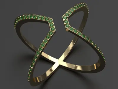 Jewelry ring with diamonds 3D print model 3D print model