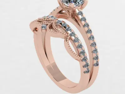 Engagement ring 3D print model 21
