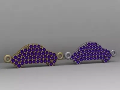 Cubic Zircon Pave Car Charm 3D Printable Model 3D print model