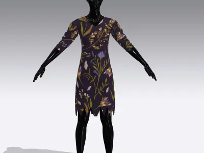 Female Cloth Dress Low-poly 3D model