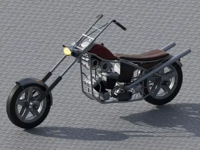American Motorcycle Low-poly 3D model