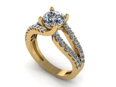 women diamonds ring 3D print model