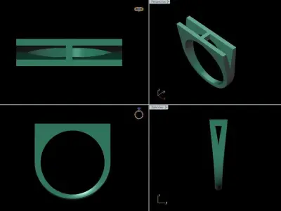 alphabet ring letter H 3D print model