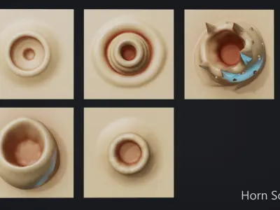Zbrush - Horns Vol 3 - 25 VDM and IMM Brushes 3D model