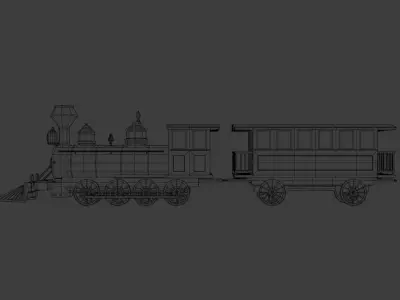 Locomotive steam Low-poly 3D model