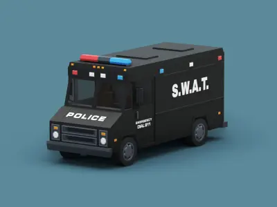Stylized Cartoon Step Van Police SWAT Low-poly 3D model