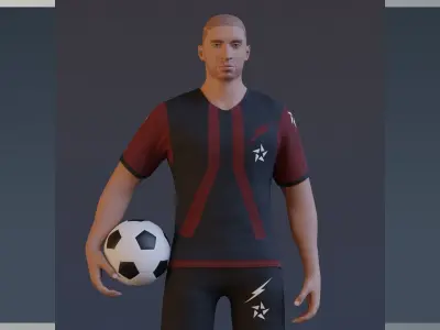 Football Player game ready character Low-poly 3D model