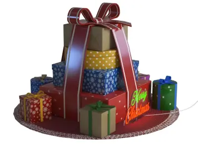 Stylized Christmas Gift Pack Modular Holiday Props Low-poly 3D model