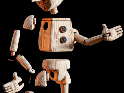 PINOCCHIO WITH 10 WOOD SMART MATERIALS 3D model