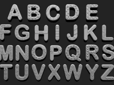 Alphabet A-Z with Christmas Theme -  Letters - Cartoon - Design 3D print model
