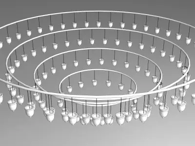 Indian Chandelier with Shamadan Hanging 3D model