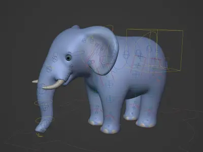 Cartoon Elephant with FK and IK Rigging Low-poly 3D model