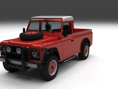 Land Rover Defender 110 Pick Up w interior 3D model