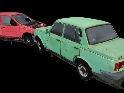 car soviet wrecks abandoned photogrammetry Low-poly 3D model