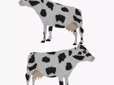 Low Poly Holstein Cow Unwapped 4K Low-poly 3D model