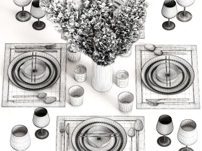 tableware set 016 3D model