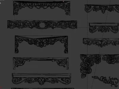 Collection of Curtain  accessories  3D model 01 3D model