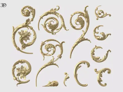 Acanthus Leaf Scroll Set 3D print model