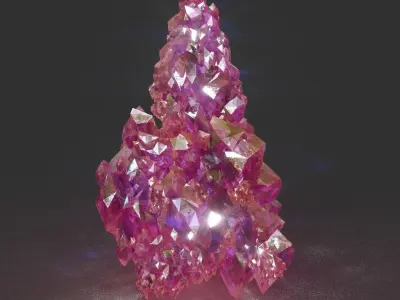 Low Poly Pink Crystal Gemstone Pack 200114 Low-poly 3D model