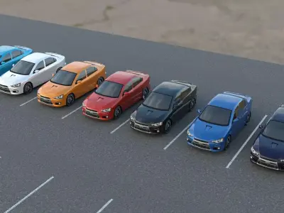 R3DP ASIAN CARS LOW-POLY PBR - Mitsubishi Lancer Low-poly 3D model