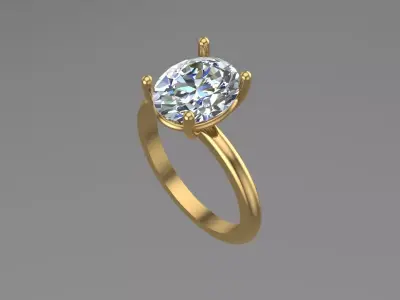 Oval Solitaire Ring Printable model 3dmodel  3D print model