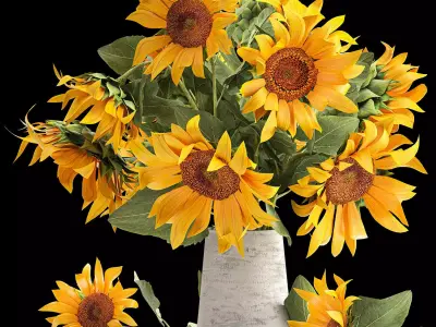 Flower bouquet of sunflowers in a vase 118 3D model
