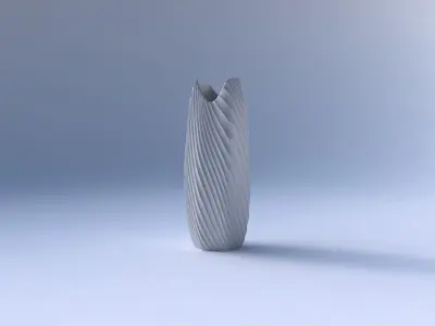 Vase double arc hexagon with bent extruded lines 3 3D print model