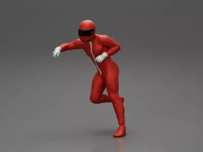 Motorbiker standing pushing his motorbike 3D print model