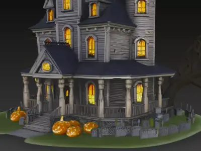 Spooky Halloween Mansion 3D Model 3D model