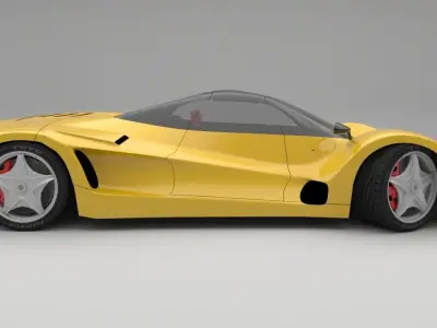 Supercar Prototype P01 Low-poly 3D model