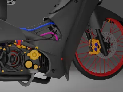 Motorcycle modified from the original condition to be stronger  3D model