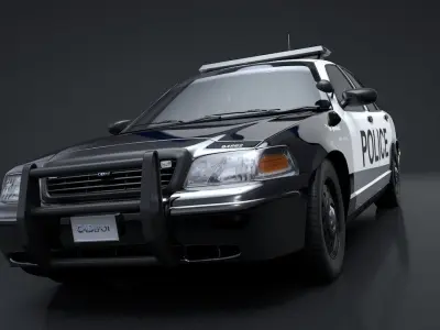 City Police Car Rigged for C4D Low-poly 3D model