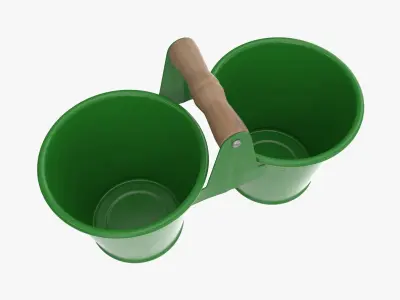 Twin Pot Low-poly 3D model