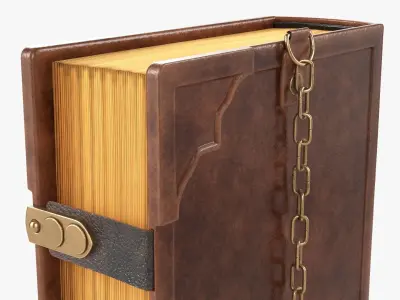 Old book in leather decorated 04 3D model