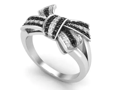 AV 685 Diamond Ladies Split Shank Cocktail Bow Ring 3D print model