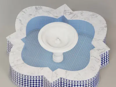 Quatrefoil mosaic fountain 3D model