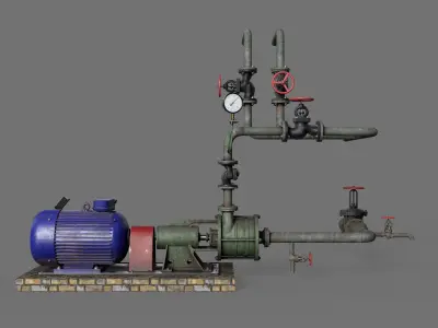 Old centrifugal  water pump  3D model