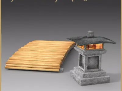 Bridge with a flashlight Low-poly 3D model